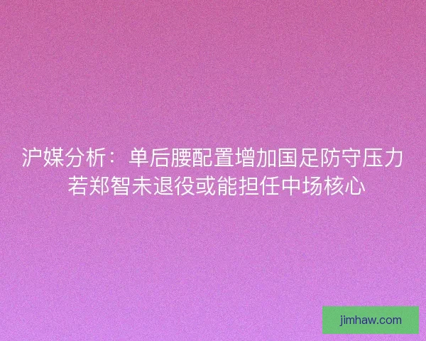 沪媒分析:单后腰配置增加国足防守压力 若郑智未退役或能担任中场核心 沪媒分析:单后腰配置增加国足防守压力 若郑智未退役或能担任中场核心